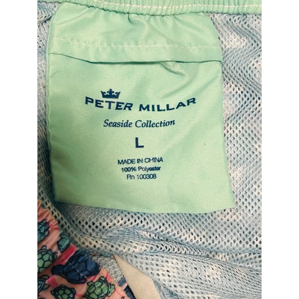 Peter Millar Seaside Collection Shelly Turtle Swim Trunks Men's L 7